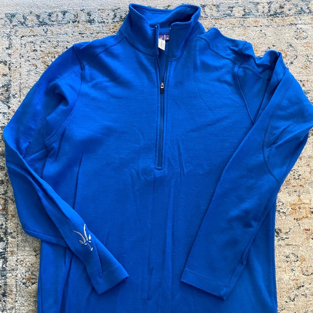 Ibex wool mid-weight 1/4 zip baselayer (M, Blue)